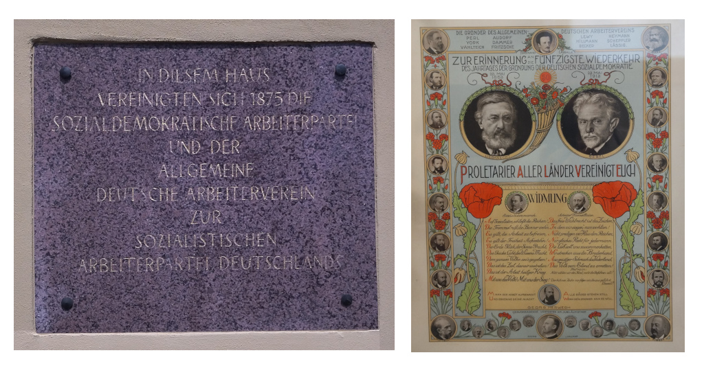 Tivoli Gotha: Gedenktafel und Urkunde 50 Jahre Sozialdemokratie